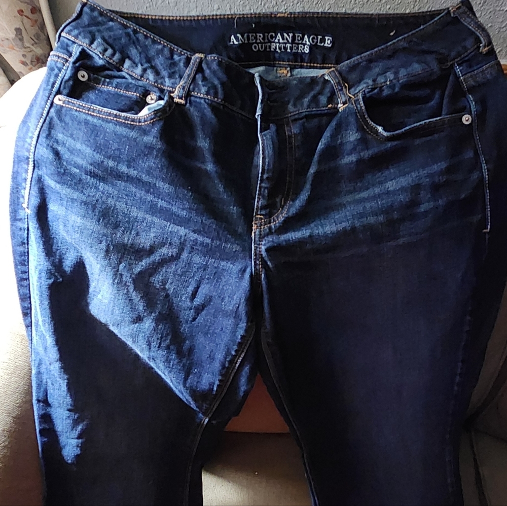 American Eagle Outfitters Women's Size 16 Dark Blue Flare Leg Jeans